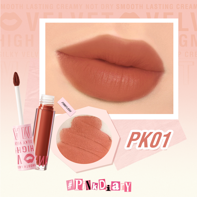 Lip cream Pinkflash dengan warna basic peach, oranye, atau teracota: Cocok untuk warna kulit kuning langsat