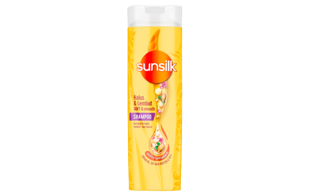 Shampo Sunsilk kuning, membantu rambut agar lebih halus dan lembut