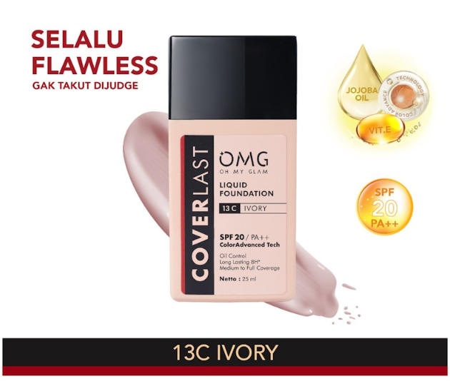 Untuk kulit putih, pilih foundation OMG shade 13C atau 21W