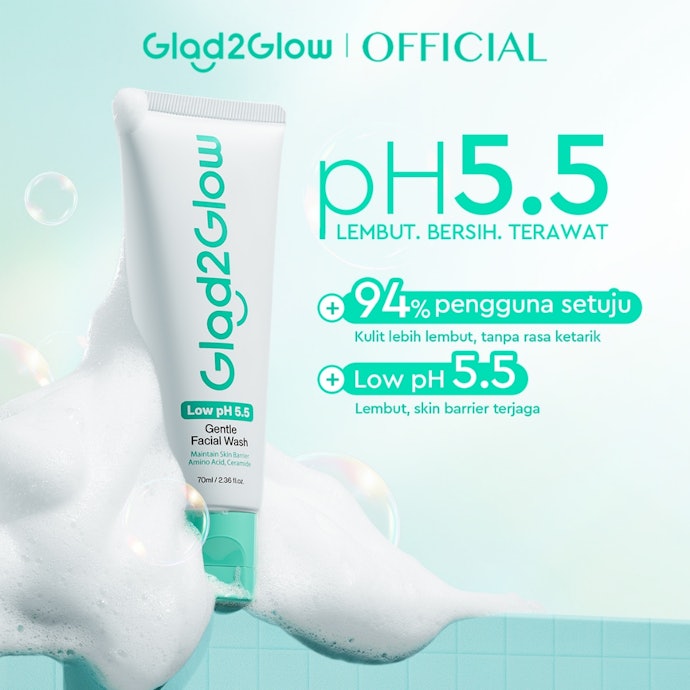 Facial wash: Tekstur cream, milk, atau low-foam cleanser dengan pH 4,7–5,7