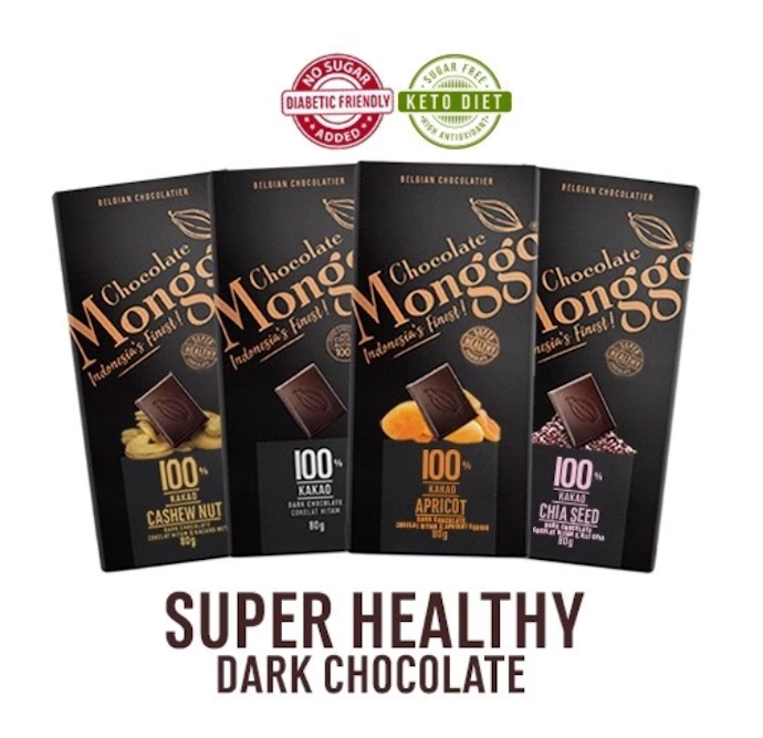 Monggo, 100% dark chocolate yang cocok untuk diet dan menjaga kesehatan