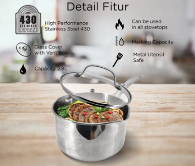 Panci stainless steel dengan grade 430 atau 201, alternatif yang lebih terjangkau
