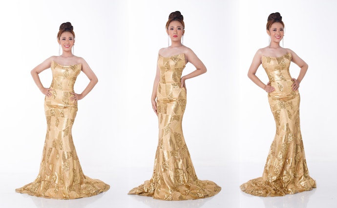 Mermaid dan trumpet gown, menonjolkan lekuk pinggang dan bokong