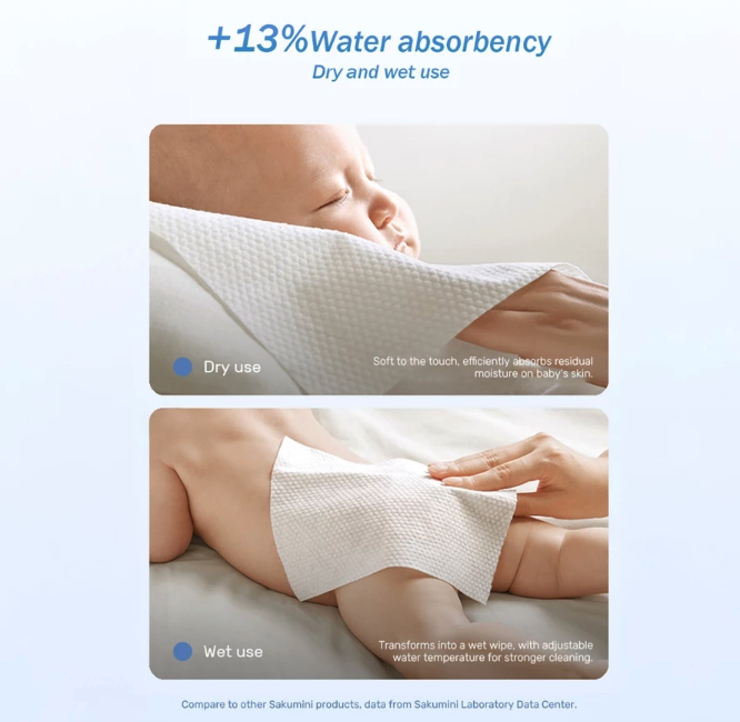 Dry Baby Wipe: Kuat dan berdaya serap tinggi, bisa dibasahi dengan air