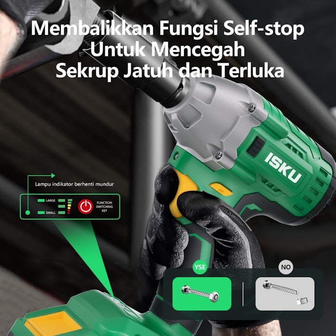 Bagi Anda yang bekerja konstruksi, utamakan fitur auto shut off agar baut tidak jatuh berserakan