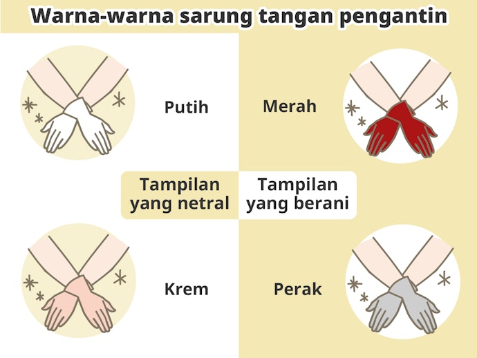Mencocokkan warna sarung tangan dengan warna gaun agar penampilan lebih cantik