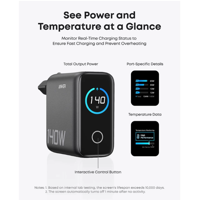 Output display, membantu Anda memantau pengisian daya secara real time