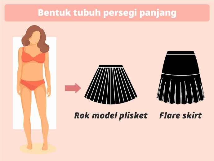 Bentuk tubuh persegi panjang: Lebih fashionable dengan rok plisket dan flare skirt