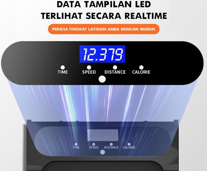 LED Display: Memudahkan pemantauan durasi, kecepatan, jarak, dan kalori