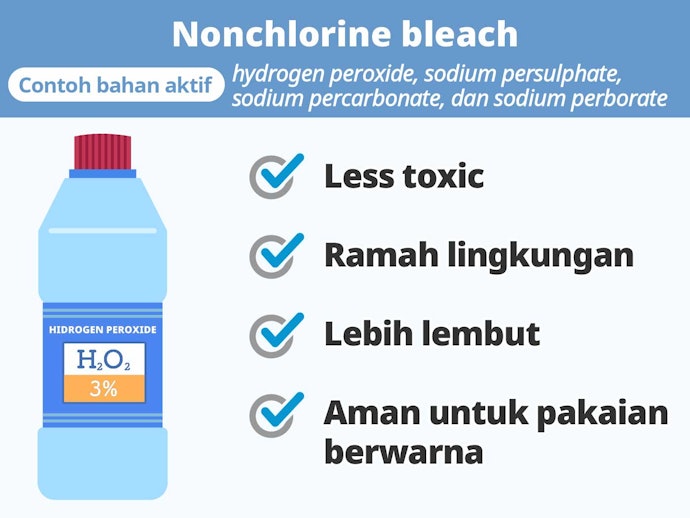 Nonchlorine bleach, untuk menghilangkan warna noda pada kain berwarna