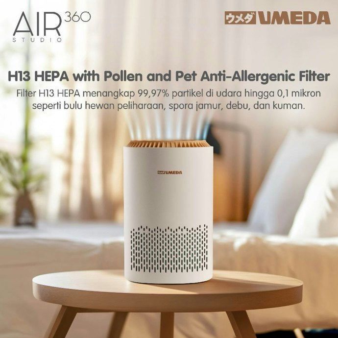 HEPA Filter: Menyaring partikel sangat halus seperti debu dan virus, idealnya HEPA 13