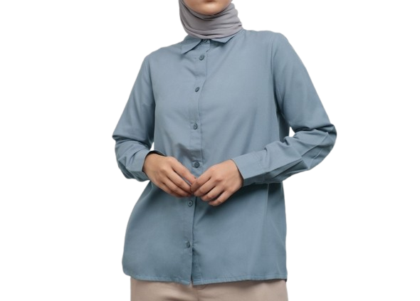 Classic Button-Down Shirt: Berkancing penuh dan berkerah standar, ideal untuk kebutuhan acara formal