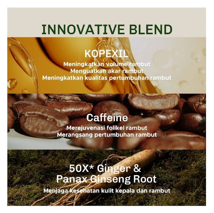 Untuk kerontokan kronis dan kebotakan ringan, cari hair tonic ginseng dengan kombinasi kopexil