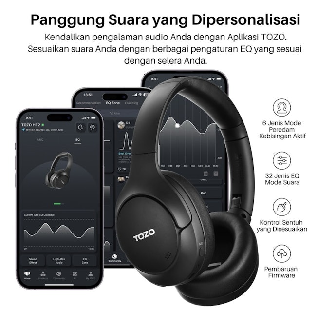 Fitur custom EQ untuk fleksibilitas mengatur dentuman bass